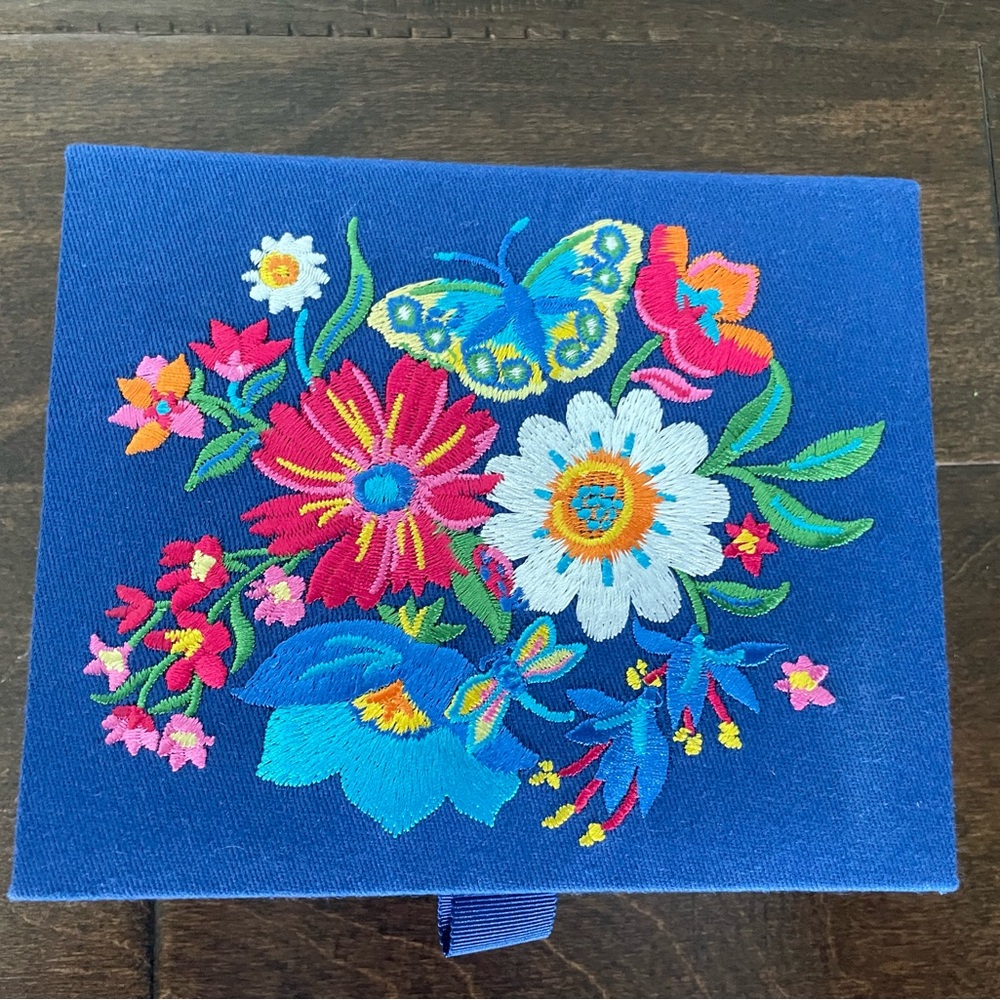 Brighton Blue Floral Embroidered Box